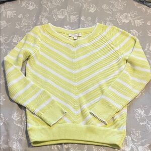 Etcetera Lime and White Striped Sweater